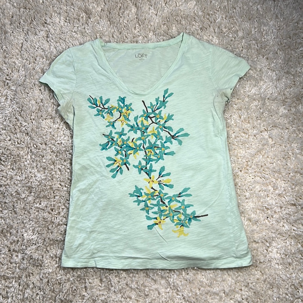 LOFT Ann Taylor Green/Yellow Tee Shirt